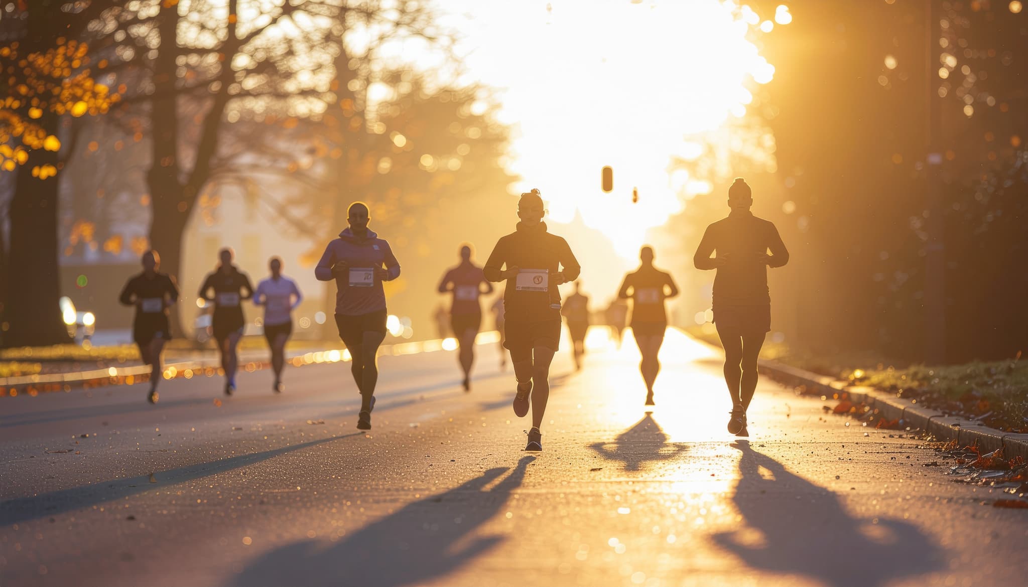 Athletes training outdoors